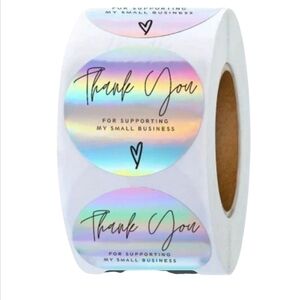 Holographic Thank You Stickers Pack of 100 1" Round